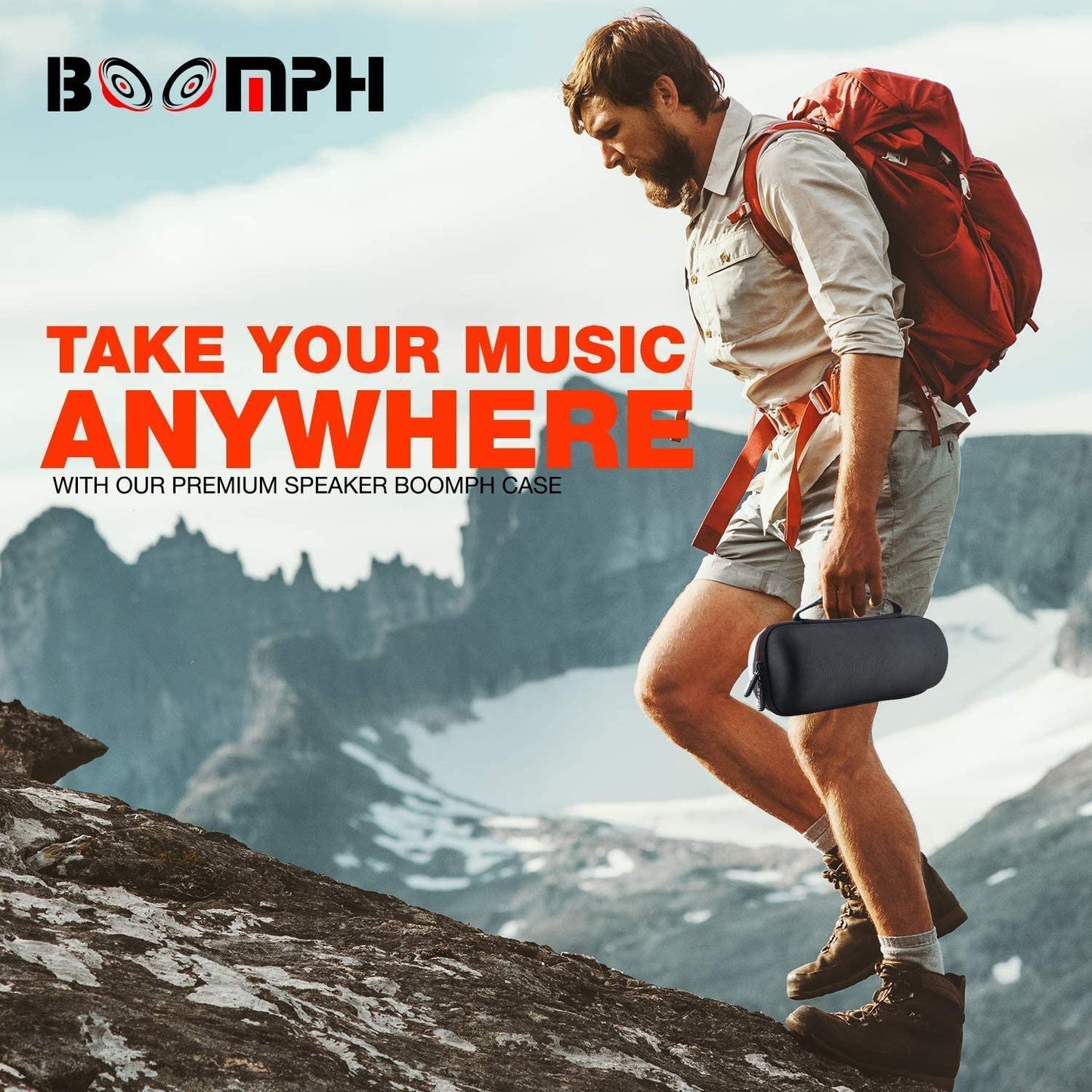 Boomph Charge 4 Portable Waterproof Wireless Bluetooth Speaker Bundle Portable Hard Carrying Protective Case - Blue