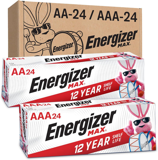 AA and AAA Batteries, 48 Count, Combo Pack Contains 24 Max Double a and 24 Max Triple a Batteries