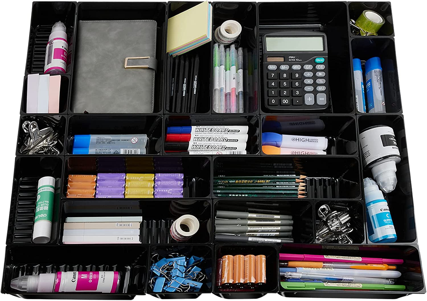 23 Pack Desk Drawer Organizers, 4 Sizes Office Desk Organizer Tray Bins, Office Organizer with Non-Slip Pads for Home Organization and Storage