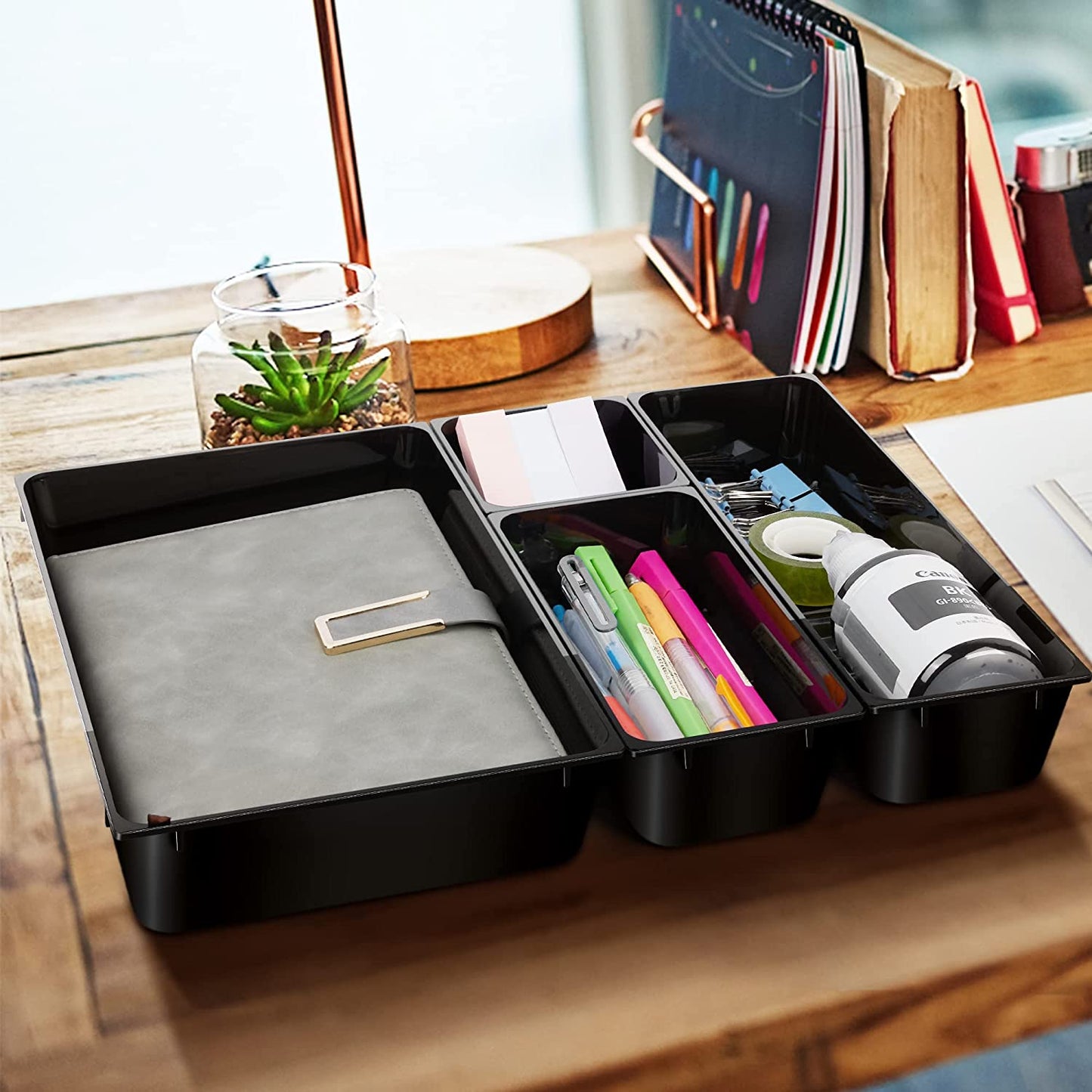 23 Pack Desk Drawer Organizers, 4 Sizes Office Desk Organizer Tray Bins, Office Organizer with Non-Slip Pads for Home Organization and Storage