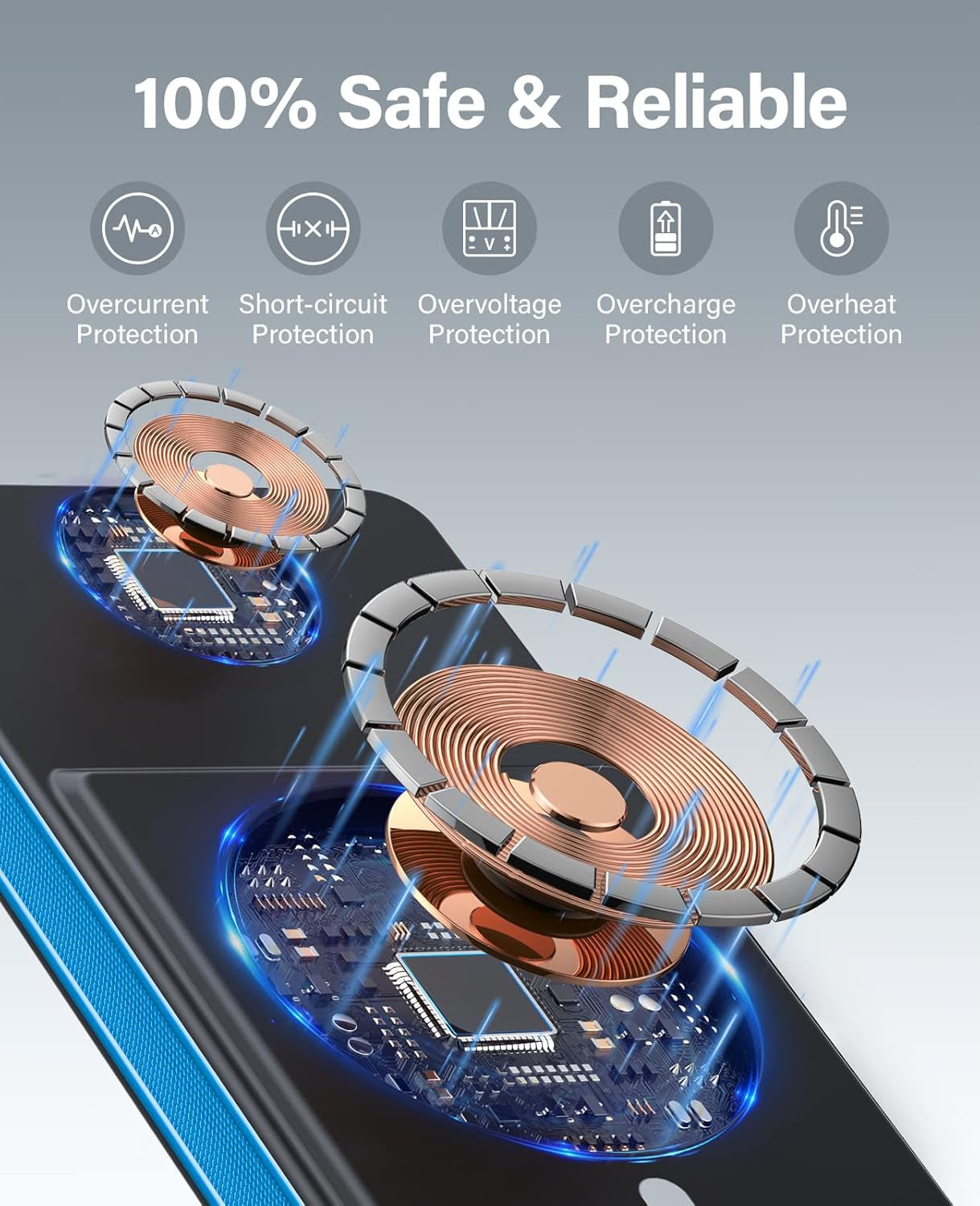 Magnetic Wireless Power Bank, 2 in 1 Foldable 10000Mah Portable Charger, External Battery Pack with USB-C Cable, 4 Outputs 2 Inputs,Compatible with Apple Watch/Iphone 14/13/12 Series(Blue)