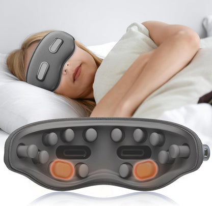 Eye Massager with Heat Eligible Migraine Relief Heated Eye Mask Vibration Migraines Device Compression Music Massager Reduce Dry Eye Improve Sleep Gifts for Women Men (Grey)